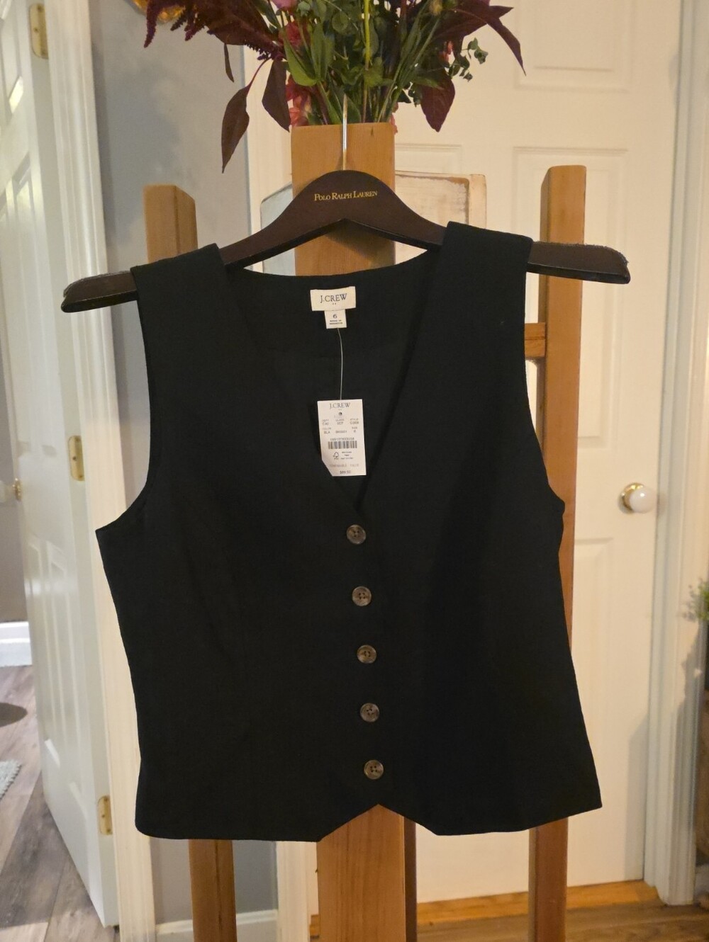 J. Crew Black Button-Front Women's Vest